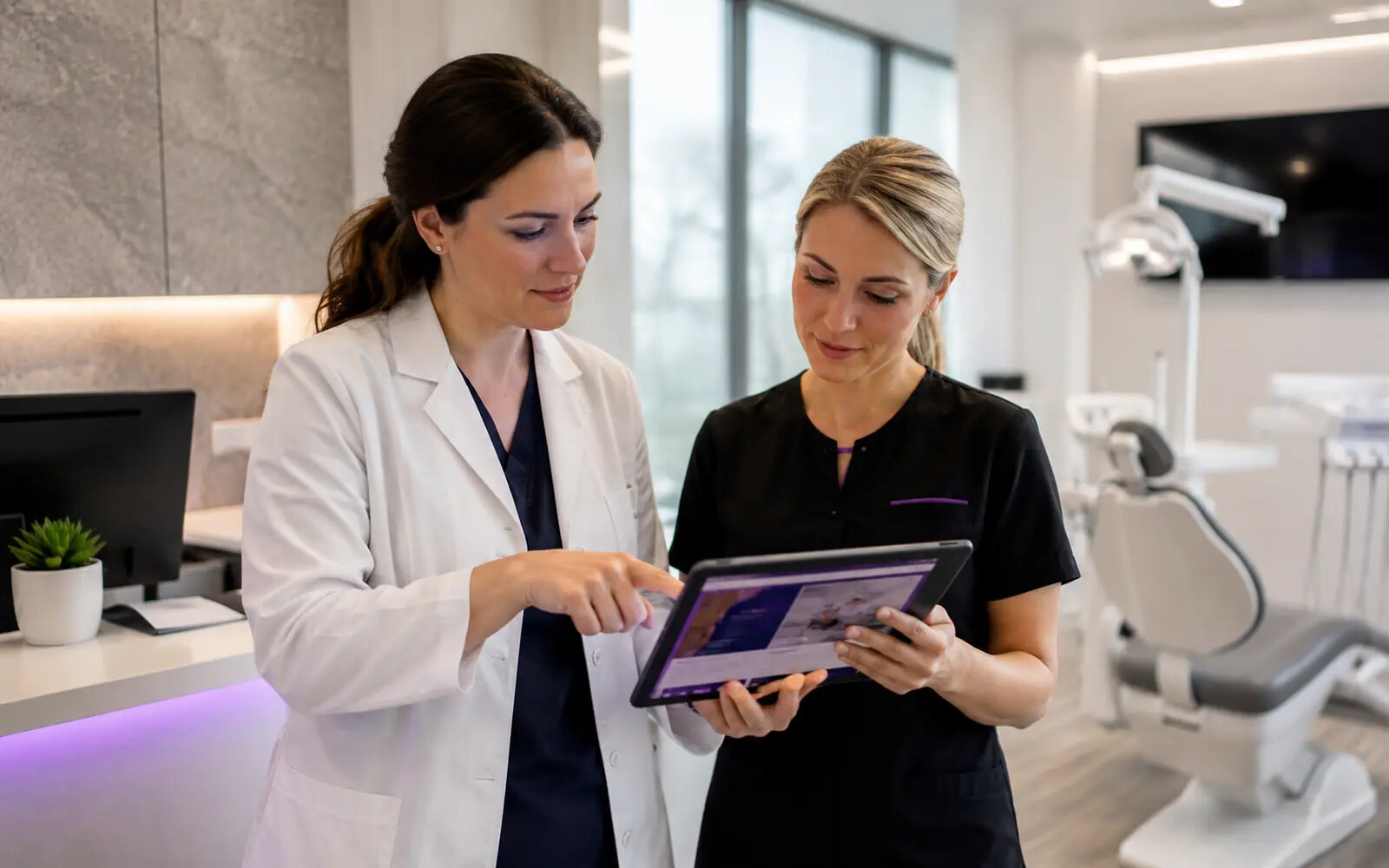 A modern dental or medical practice team supporting a patient-friendly digital customer journey.